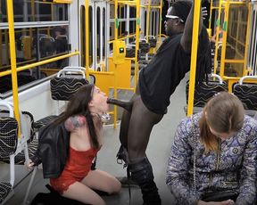 288px x 230px - Two friends share a big black cock in a public bus